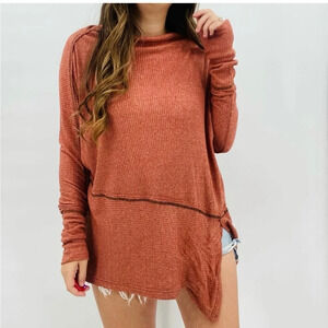 Free People Rust Orange Oversized Boat neck thermal Small
